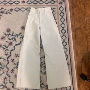 Zara Cream Flare Wide-Leg Jeans